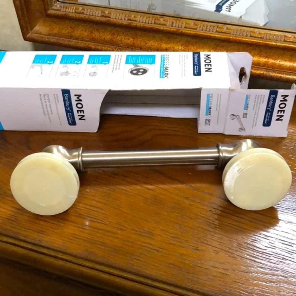 New Moen designer handgrip. Banbury brushed nickel. 9” length x  0.875” around.